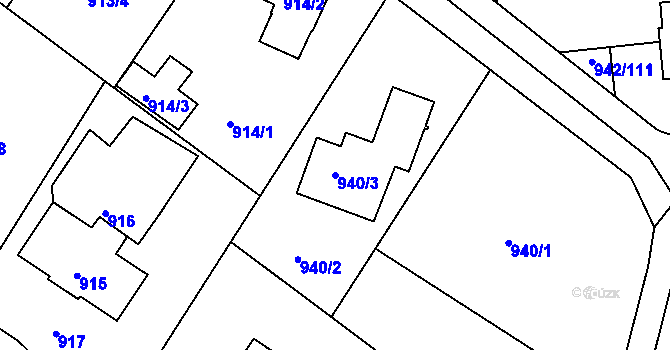 Parcela st. 940/3 v KÚ Vesec u Liberce, Katastrální mapa