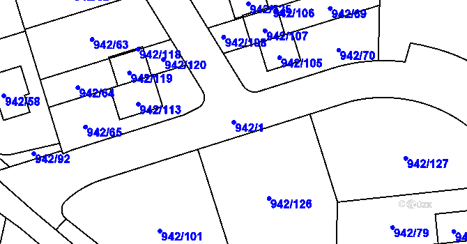 Parcela st. 942/1 v KÚ Vesec u Liberce, Katastrální mapa