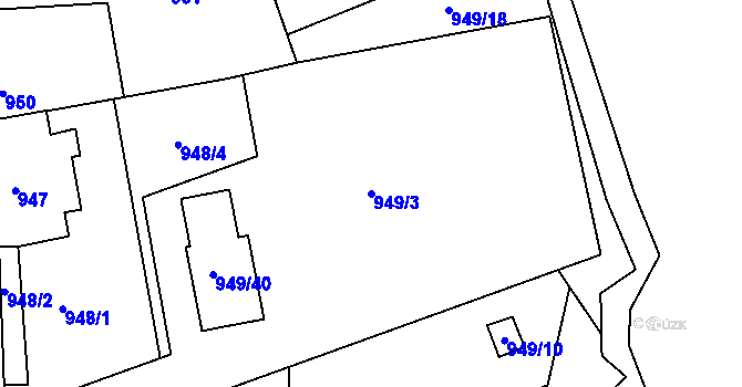 Parcela st. 949/3 v KÚ Vesec u Liberce, Katastrální mapa
