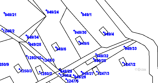 Parcela st. 949/5 v KÚ Vesec u Liberce, Katastrální mapa