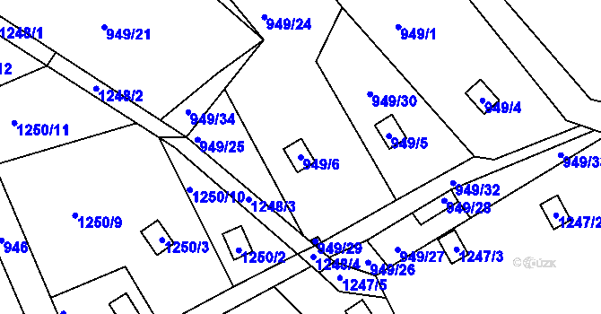Parcela st. 949/6 v KÚ Vesec u Liberce, Katastrální mapa