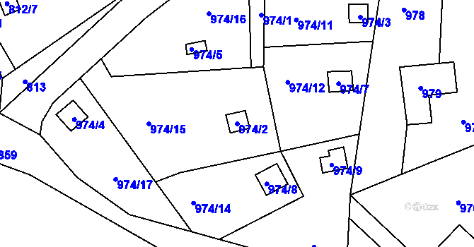 Parcela st. 974/2 v KÚ Vesec u Liberce, Katastrální mapa