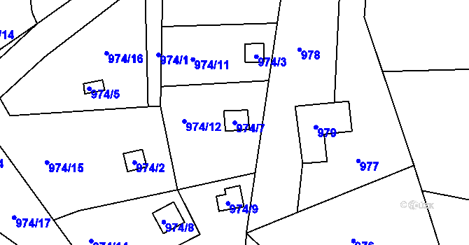 Parcela st. 974/7 v KÚ Vesec u Liberce, Katastrální mapa