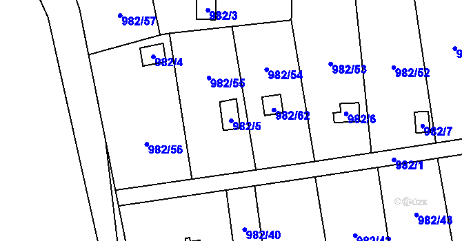 Parcela st. 982/5 v KÚ Vesec u Liberce, Katastrální mapa