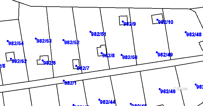 Parcela st. 982/8 v KÚ Vesec u Liberce, Katastrální mapa
