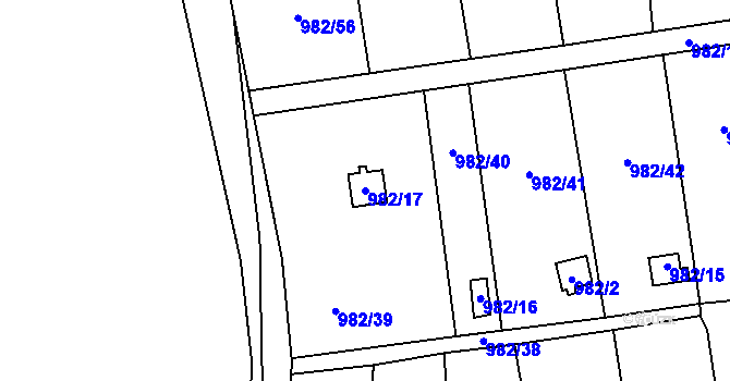 Parcela st. 982/17 v KÚ Vesec u Liberce, Katastrální mapa