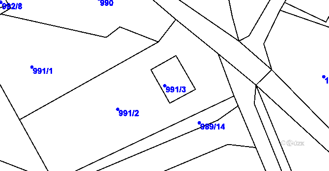 Parcela st. 991/3 v KÚ Vesec u Liberce, Katastrální mapa