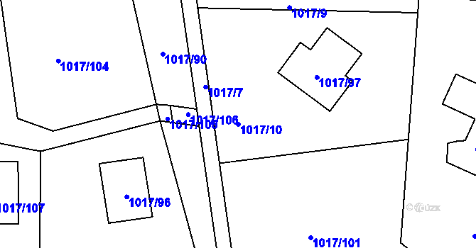 Parcela st. 1017/10 v KÚ Vesec u Liberce, Katastrální mapa