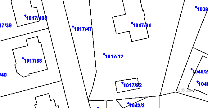 Parcela st. 1017/12 v KÚ Vesec u Liberce, Katastrální mapa