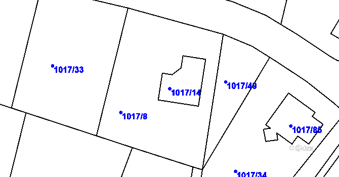 Parcela st. 1017/14 v KÚ Vesec u Liberce, Katastrální mapa
