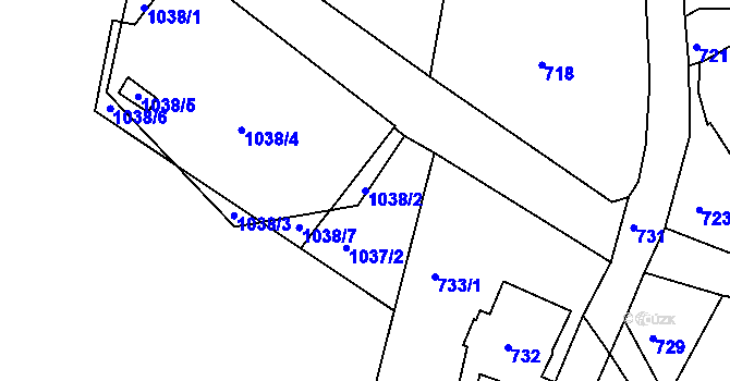 Parcela st. 1038/2 v KÚ Vesec u Liberce, Katastrální mapa