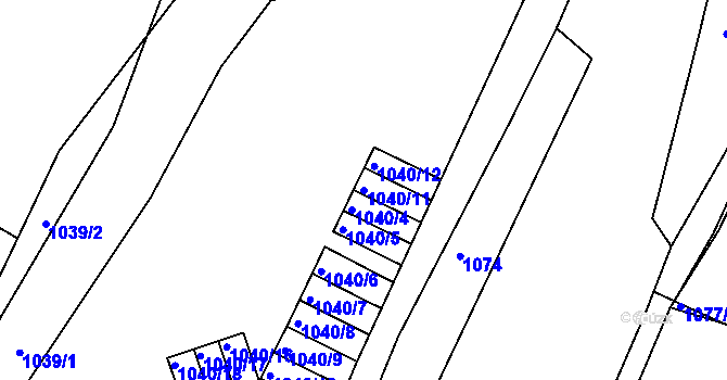 Parcela st. 1040/11 v KÚ Vesec u Liberce, Katastrální mapa