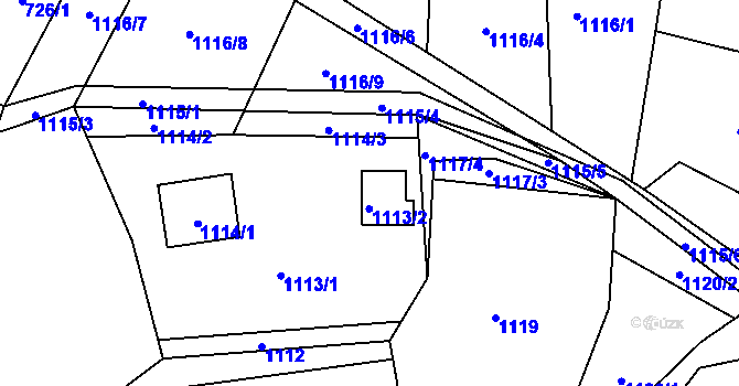 Parcela st. 1113/2 v KÚ Vesec u Liberce, Katastrální mapa