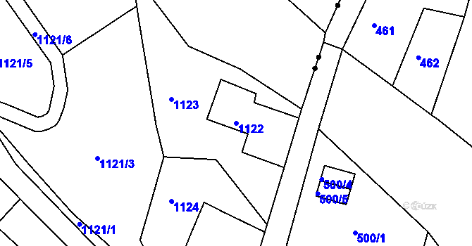 Parcela st. 1122 v KÚ Vesec u Liberce, Katastrální mapa