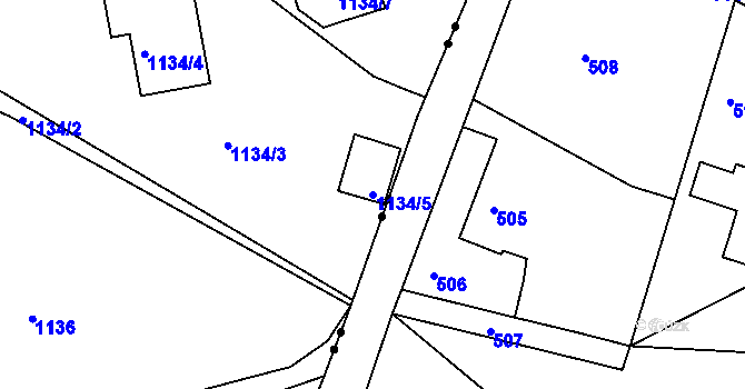 Parcela st. 1134/5 v KÚ Vesec u Liberce, Katastrální mapa