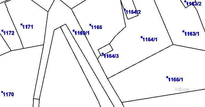 Parcela st. 1164/3 v KÚ Vesec u Liberce, Katastrální mapa