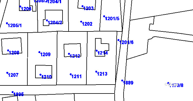 Parcela st. 1214 v KÚ Vesec u Liberce, Katastrální mapa