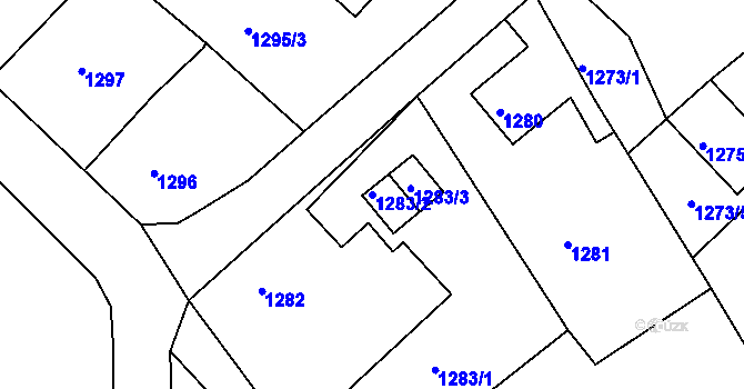 Parcela st. 1283/2 v KÚ Vesec u Liberce, Katastrální mapa