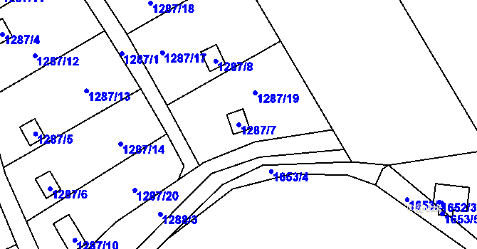 Parcela st. 1287/7 v KÚ Vesec u Liberce, Katastrální mapa