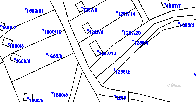 Parcela st. 1287/10 v KÚ Vesec u Liberce, Katastrální mapa