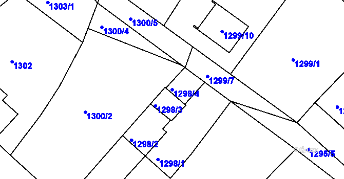 Parcela st. 1298/4 v KÚ Vesec u Liberce, Katastrální mapa