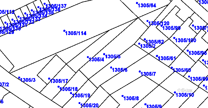 Parcela st. 1305/5 v KÚ Vesec u Liberce, Katastrální mapa