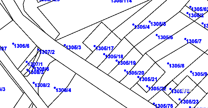Parcela st. 1305/18 v KÚ Vesec u Liberce, Katastrální mapa