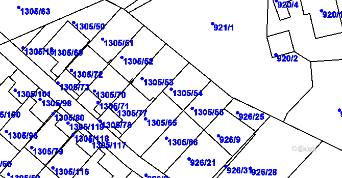 Parcela st. 1305/54 v KÚ Vesec u Liberce, Katastrální mapa