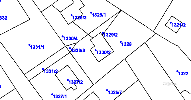 Parcela st. 1330/2 v KÚ Vesec u Liberce, Katastrální mapa