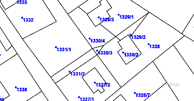 Parcela st. 1330/3 v KÚ Vesec u Liberce, Katastrální mapa