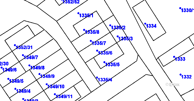 Parcela st. 1335/6 v KÚ Vesec u Liberce, Katastrální mapa