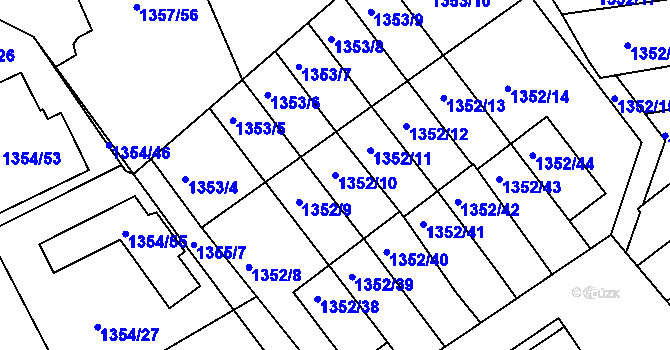 Parcela st. 1352/10 v KÚ Vesec u Liberce, Katastrální mapa