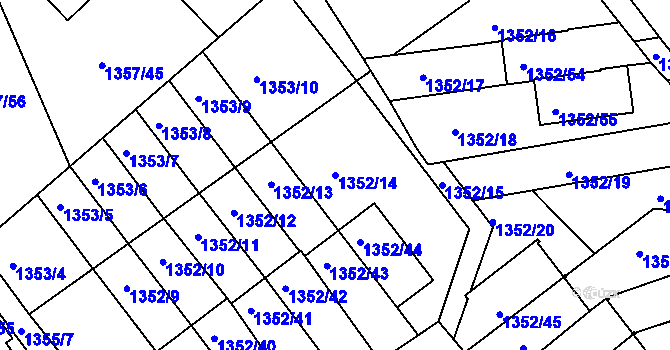 Parcela st. 1352/14 v KÚ Vesec u Liberce, Katastrální mapa