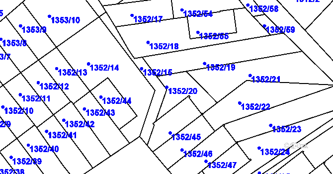 Parcela st. 1352/20 v KÚ Vesec u Liberce, Katastrální mapa