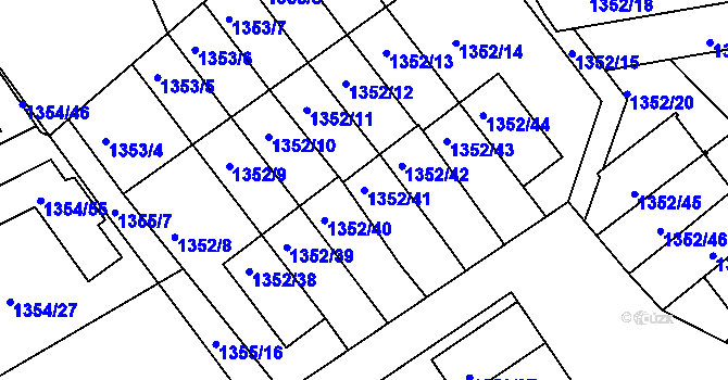 Parcela st. 1352/41 v KÚ Vesec u Liberce, Katastrální mapa