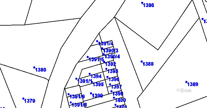 Parcela st. 1390/4 v KÚ Vesec u Liberce, Katastrální mapa