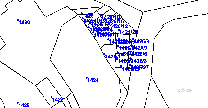 Parcela st. 1425/1 v KÚ Vesec u Liberce, Katastrální mapa