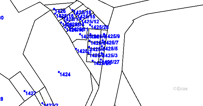 Parcela st. 1425/3 v KÚ Vesec u Liberce, Katastrální mapa