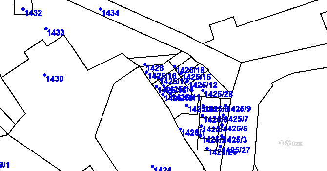 Parcela st. 1425/14 v KÚ Vesec u Liberce, Katastrální mapa