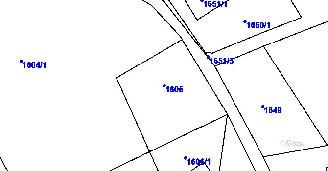 Parcela st. 1605 v KÚ Vesec u Liberce, Katastrální mapa