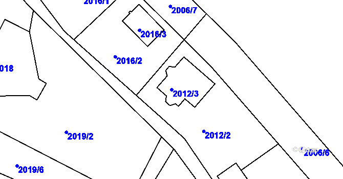 Parcela st. 2012/3 v KÚ Vesec u Liberce, Katastrální mapa