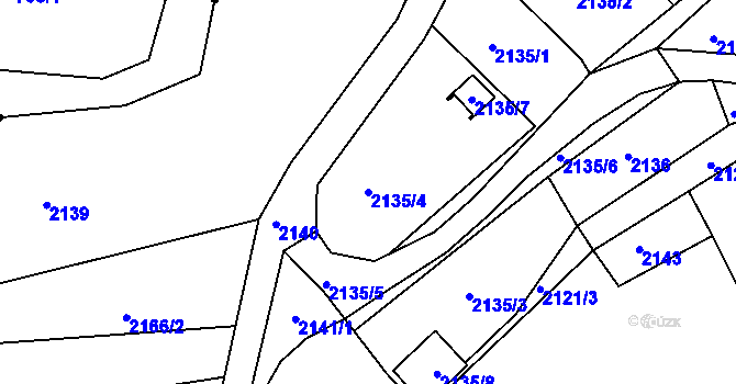 Parcela st. 2135/4 v KÚ Vesec u Liberce, Katastrální mapa