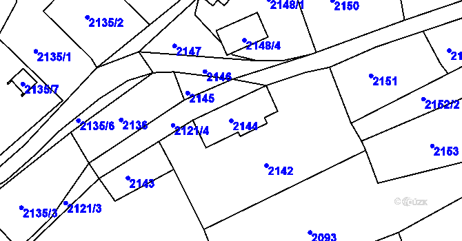 Parcela st. 2144 v KÚ Vesec u Liberce, Katastrální mapa