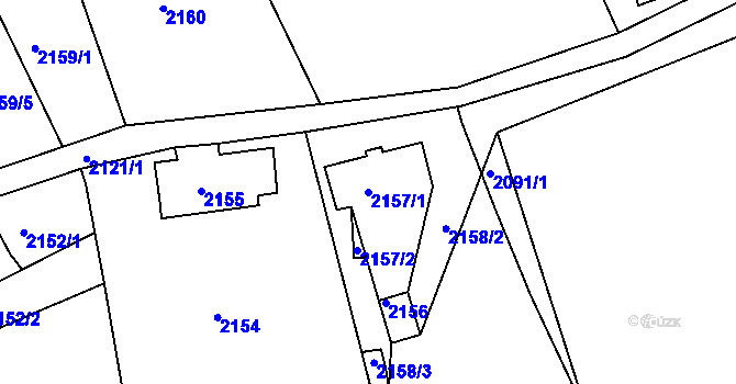 Parcela st. 2157/1 v KÚ Vesec u Liberce, Katastrální mapa