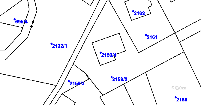 Parcela st. 2159/4 v KÚ Vesec u Liberce, Katastrální mapa