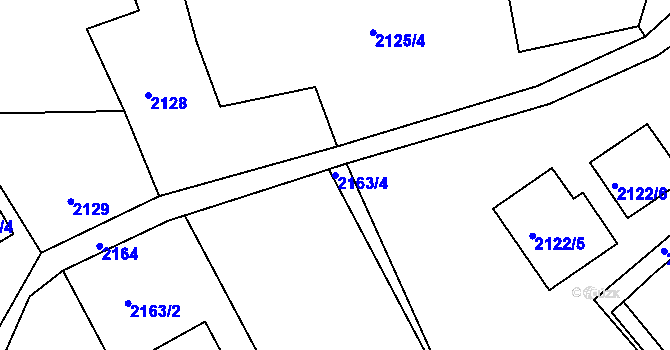 Parcela st. 2163/4 v KÚ Vesec u Liberce, Katastrální mapa