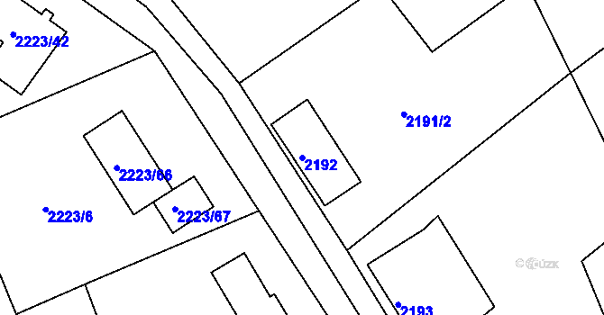 Parcela st. 2192 v KÚ Vesec u Liberce, Katastrální mapa