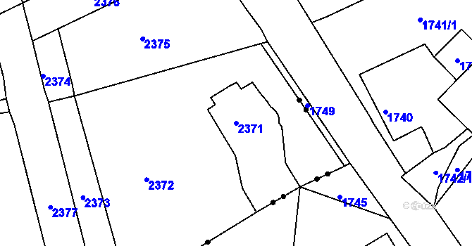 Parcela st. 2371 v KÚ Vesec u Liberce, Katastrální mapa