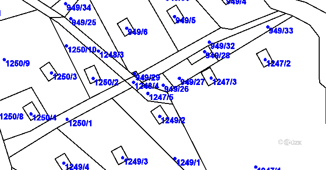Parcela st. 949/26 v KÚ Vesec u Liberce, Katastrální mapa
