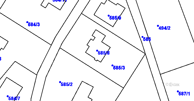 Parcela st. 585/8 v KÚ Vesec u Liberce, Katastrální mapa
